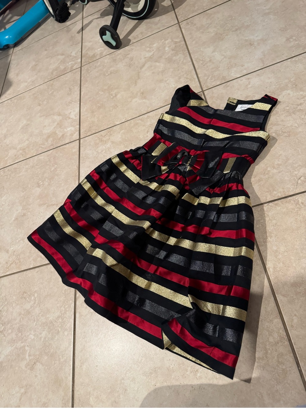 Gymboree Black Skirt with Red and Gold Stripes